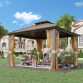 YOLENY 10' x 10' Hardtop Gazebo, Metal Gazebo with Aluminum Frame, Double Galvanized Steel Roof, Curtains and Netting Included, Pergolas for Patios, Garden, Parties, Lawns