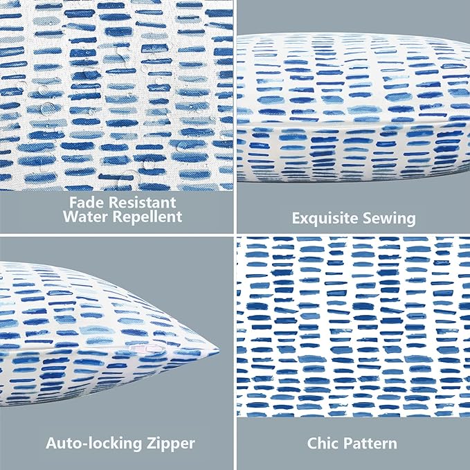 LVTXIII Outdoor Pillow Covers ONLY, Square Throw Pillow Covers, Modern Cushion Cases for Sofa Patio Couch Decoration 18 x 18 Inch, Pack of 2, Pebble Blue
