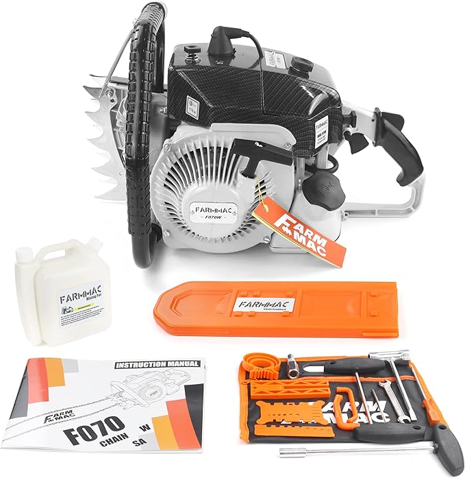 FARMMAC F070W Gas Chainsaw with 36 Inch Alloy Solid Bar, 105cc 2-Cycle Gasoline Power Chain Saws, 4.8KW 6.5HP Power Chain Saw for Milling Work, All Parts Compatible with MS070 090 Neotec NS8105