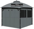 Gazebo Privacy Curtain 10'x10', Replacement Curtains with Mosquito Net Windows, 4-Panels Side Wall, Zippers, Waterproof Outdoor Curtains for Patio, Canopy, Garden and Backyard, Gray (Curtain Only)
