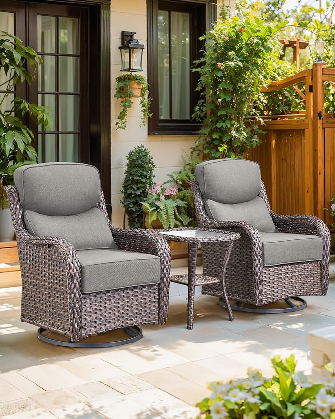 Luxury 24x24x6 Inch Smile Outdoor Cushions - 1 Set Deep Seat Water-Resistant Patio Furniture Replacement Cushion for Wicker Rattan Wood Metal Chair Glider Rocker Loveseat Sofa - Grey