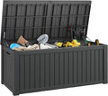 NUNU LAB 180 Gallon Outdoor Storage Box,Large Resin Sturdy Deck Box, Backyard Outside Storage Box Waterproof with Double Wall Panels,Package Delivery Garden Hose Storage Bin Outdoor Tool