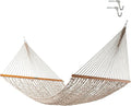 Original Pawleys Island Deluxe Antique Brown Oatmeal Heirloom DuraCord Rope Hammock – 13 ft. x 65 in, 2-Person, 450 lb Capacity, Oak Spreader Bar, Zinc-Plated Hardware, Handcrafted in The USA