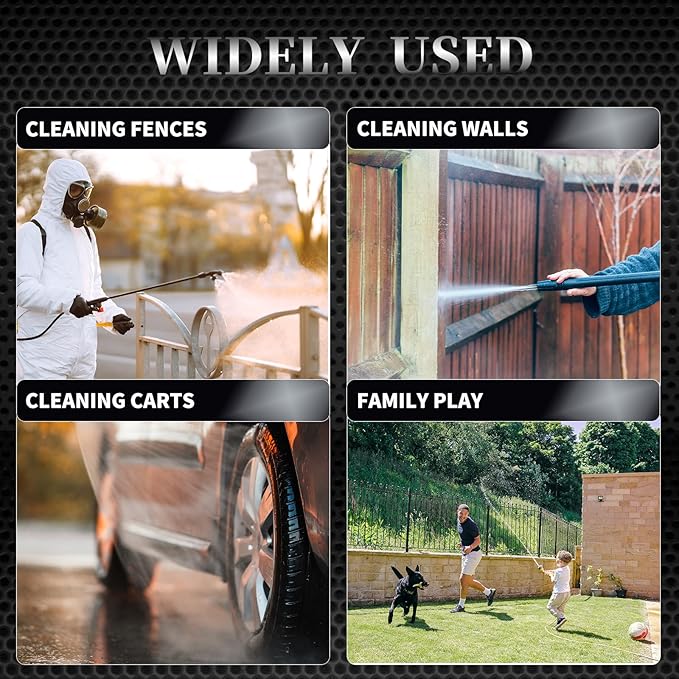 Cordless Pressure Washer with Grip,652 PSI Power Cleaner with 6-in-1 Nozzle,3-Speed Adjustment,21V Rechargeable 4.0Ah Battery High-Pressure Car Washer Gun for Home/Floor/Car Cleaning&Watering