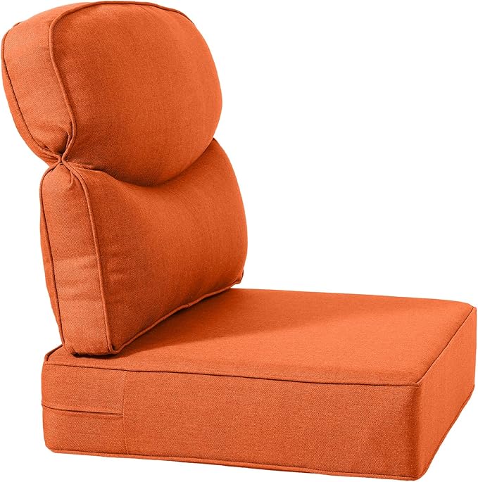 Luxury 24x24x6 Inch Smile Outdoor Cushions for Patio 5 Piece Set - Set of 5 Zippered Outside Pillows for Wicker Dining Rocking Swivel Chairs Loveseat Couch Sectional Sofa - Orange