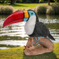Real Toucan Statue, Vibrant Colorful Outdoor Bird Decor - 14.2" Resin Animal Sculpture, Weather-Resistant, Perfect Garden Patio Yard Ornament, Tropical Tiki Bar Accent, Unique Gift for Bird Lovers