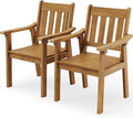 YEFU Outdoor Patio Chairs Set of 2: All Weather Outdoor Dining Chairs with Wide Curved Seat and Backrest - Plastic Patio Chairs for Outside Backyard/Garden/Pool/Porch/Deck 350lbs Capacity Teak
