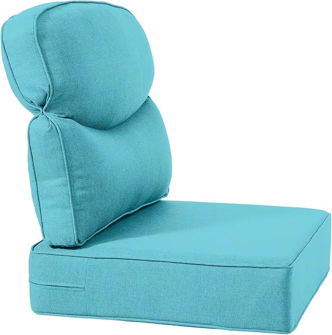 Luxury 22x24/22x25 6-Inch Smile Outdoor Cushions - 1 Set Deep Seat Water-Resistant Patio Furniture Replacement Cushion for Wicker Wood Metal Chair Rocker Loveseat Sofa - Turquoise