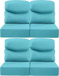 Luxury 22x24/22x25 6-Inch Smile Patio Dining Chair Cushions Set of 4 - Heavy Duty Water Slashproof Outdoor Seat Cushion for Outside Furniture Rocker Loveseat L-Shape Sofa - Turquoise
