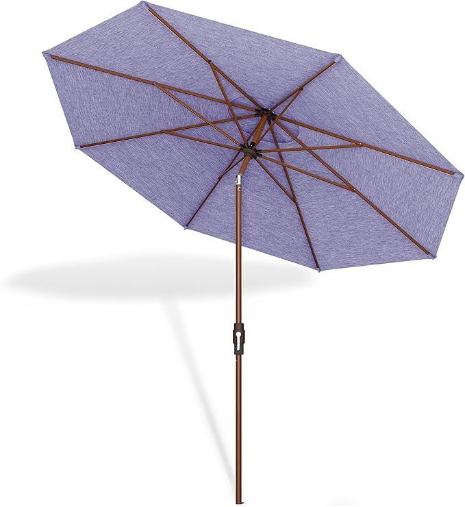 Midtown Umbrellas The Wooden 2-10 Feet Large Patio Umbrella, Terylast Purple Texture Fabric, Aluminum Frame For Backyard Umbrella, Deck Umbrella, Garden Umbrella & Pool Umbrella - Wooden Pole
