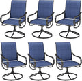 MFSTUDIO Outdoor Swivel Patio Dining Chairs Set of 6, High Back Breathable Textilene Patio Chairs for Balcony, Backyad, Deck, Garden (Navy Fabric,Black Frame)