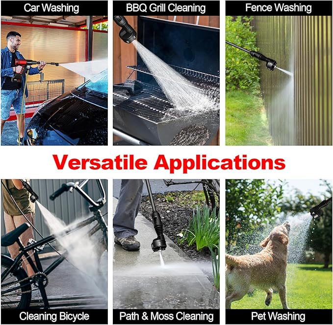 Cordless Pressure Washer with Faucet & Garden Hose Connector, 2 X 5.0AH Batteries, 2000PSI MAX Portable Pressure Washer with Brushless Motor, 4 Speed Adjustment LCD Touch Screen, 6-in-1 Nozzle