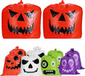 Halloween Pumpkin Leaf Bags, 10 Pcs Large Reusable Plastic Yard Trash Bags with Twist Ties for Fall Porch Decorations, Garden Waste & Outdoor Halloween Decorations