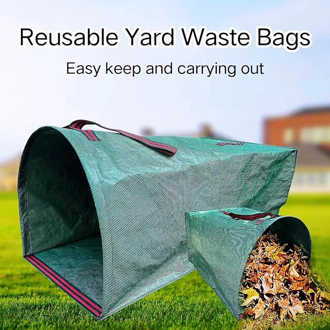 Reusable Lawn & Garden Bags, 3-Pack, Yard Leaf Waste Bags,Large Yard Dustpan-Type Garden Bag for Collecting Leaves,Collapsible Trash Can for Parties, Laundry,Yard Waste, or Camping Accessories