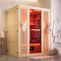 MEISSALIVVE Full Spectrum Sauna for Home, 2~3 Person Indoor Infrared Sauna Room with 10 Minutes Warm-up Heate, Canadian Hemlock Wood Home Infrared Sauna with Bluetooth and Tempered Glass