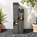SunJet 4-Tier Modern Water Fountain, Indoor/Outdoor Resin Water Fountains with Soothing Water Sounds, Perfect for Garden, Patio, Home & Office, 12.5" L x 9.4" W x 39.3" H