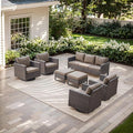 Rilyson Wicker Outdoor Patio Furniture Set - 7 Piece Patio Conversation Set with 4 Swivel Rocker Chairs,2 Rattan Ottoman and 1 Couch for Outside Porch Deck Backyard(Brown/Grey)