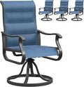 UDPATIO Patio Swivel Dining Chairs Set of 4, Outdoor Dining Chairs High Back with Padded All Weather Breathable Textilene, Metal Rocking Frame for Lawn Garden Backyard, Navy