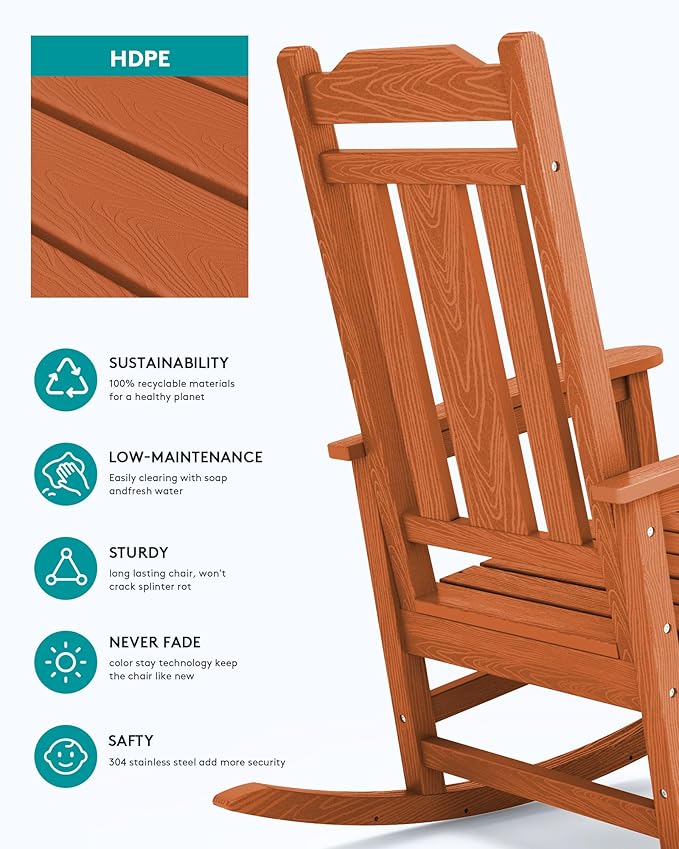 SERWALL Outdoor Rocking Chair Orange