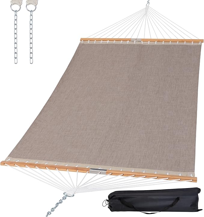 SUNCREAT Hammocks Outdoor Hammock with Spreader Bar, Poolside Portable Hammock for Outside, Coffee