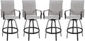 Vongrasig 4 Piece Patio Swivel Bar Chairs, All Weather Metal Textile High Swivel Bar Stools Chairs, Outdoor High Top Bistro Set for Backyard, Lawn Garden, Balcony, Light Grey