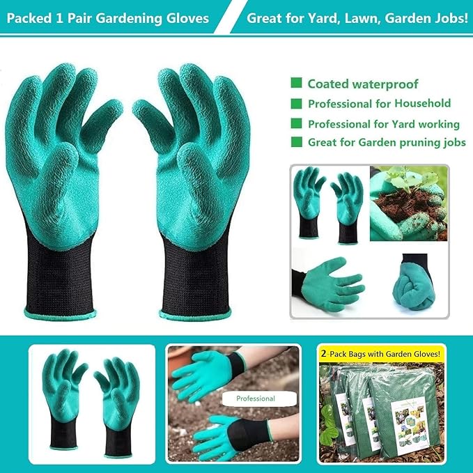 Professional 2-Pack 80 Gallon Large Yard Garden Bags (D26, H33 in) with Gardening Gloves for Yard Waste,Leaf Bags,Debris Bag,Garden Trash Container,Recycle Bin,Lawn Grass Clippings,Weeds Bag 4 Handles