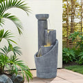 31" Modern Outdoor Water Fountain with LED Lights, 5-Tier Twist Pedestal Bowl Garden Fountain, Cascading Waterfall for Relaxing Garden, Patio, Backyard, Deck, Porch or Home Decor