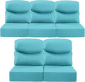 Luxury 24x24x6 Inch Smile Outdoor Cushions for Patio 5 Piece Set - Set of 5 Zippered Outside Pillows for Wicker Dining Rocking Glider Loveseat Couch Sectional Sofa - Turquoise