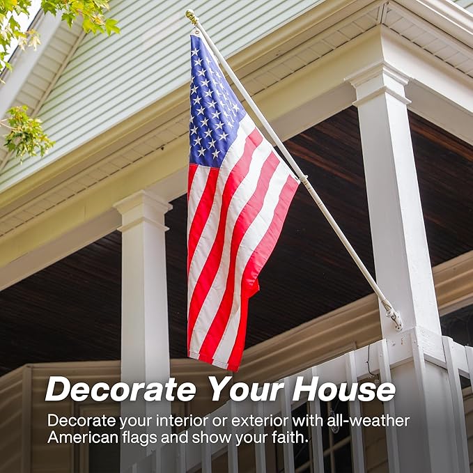 American Flag 8x12 ft Outdoor Long Lasting US Flag, Heavy Duty Polyester, Embroidered Stars, Sewn Stripes, Brass Grommets, UV Protection Perfect for Outdoors! USA Flag