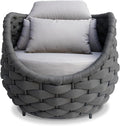 Woven Rope Outdoor Chair: Aluminum Patio Accent Chair with Arms - Assembled Cushioned Lounge Chair for 400lbs - Morden Porch Furniture Seating for Deck Balcony Garden Pool Backyard Hotel Resort