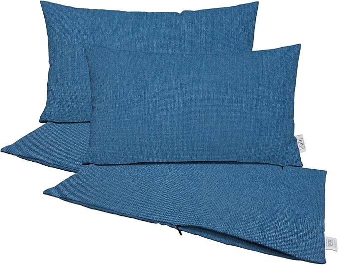 RSH DECOR: Sunbrella Pillow Covers Set of 4 | Covers Only - 26" x 16" | Outdoor Lumbar Pillow Covers Crafted with Sunbrella Performance Fabric | Canvas Regatta