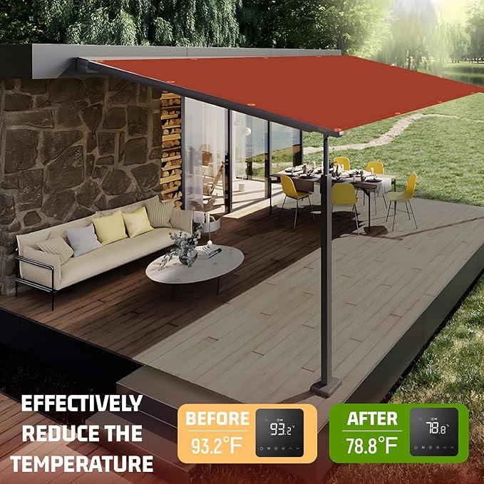 SUNNY GUARD Shade Cloth Custom Size 9x13 FT Sun Shade Screen Fabric Shade Cover Tarp with Grommets for Pergola Backyard Garden, Terra(We Customized)