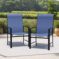 Outdoor Dining Chairs Set of 2, Stackable Patio Chairs with Metal Frame & Textilene Fabric, Perfect for Patio Garden Deck, Blue
