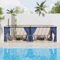Kullavik 10' × 24' Hardtop Gazebo for Patio,Wall-Mounted Lean to Gazebo Pergola with Sloping Roof and Durable Aluminum Frame,Large Heavy Duty Awnings for Decks,Backyard,NavyBlue