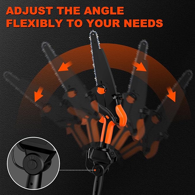 2-IN-1 Cordless Pole Saw & 8" Mini Chainsaw Battery Powered, Electric Pole Saws for Tree Trimming with 2 x 21V Batteries, Handheld Chainsaw & Pole Saw Combination