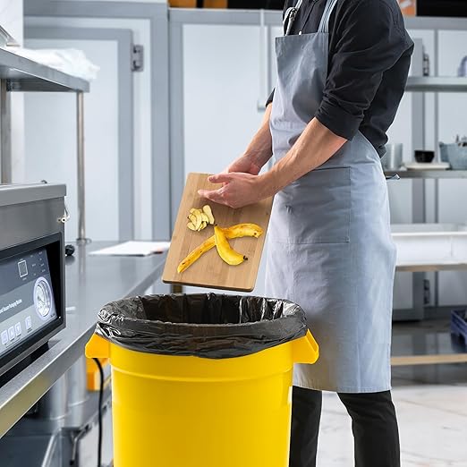 20 Gallon Trash Can With Lid Round Ingredient Storage Containers Recycling Bin Kitchen Garbage Can Office Garbage Can Trash Barrel Plastic Barrel Yard Waste Bin Outdoor Trashcan (4, Yellow)
