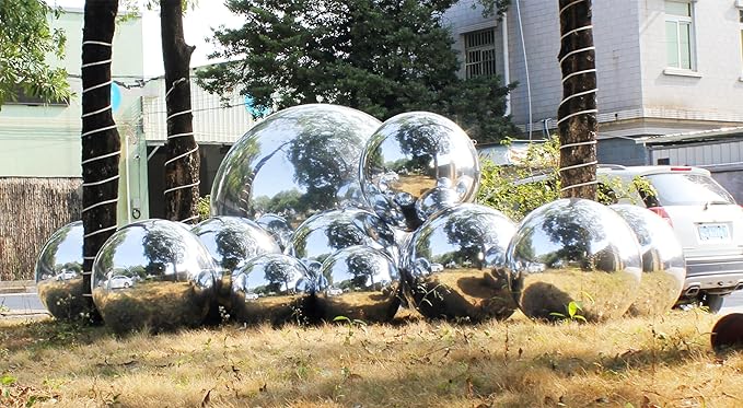 Generic Big Shiny Balls Giant Inflatable Mirror Balls for Events & Decor - Party, Advertising, Shows, Stage Decoration - Hanging & Standing-Various Sizes & Colors - Silver (0.9m/2.95ft)