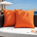 Kevin Textile Fall Outdoor Waterproof Throw Pillow Covers Pack of 2 Farmhouse Decorative Cushion Covers for Garden Patio Tent Balcony Bench Couch Sofa 24x24 Inch, Orange
