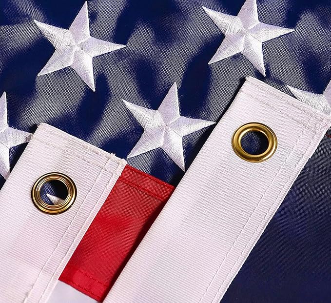 American Flag 8x12 ft: Long Lasting US Flag, Heavy Duty Nylon, Embroidered Stars, Sewn Stripes, Brass Grommets, UV Protection Perfect for Outdoors! USA Flag