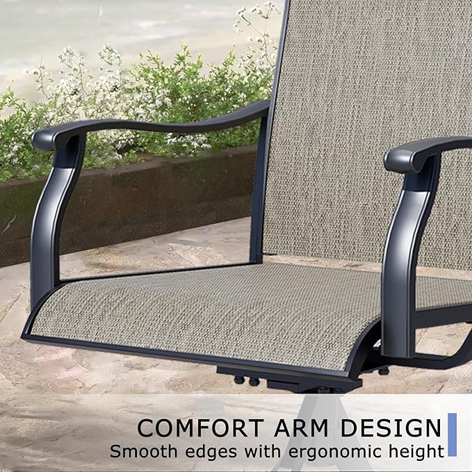 Outdoor Patio Swivel Dining Chairs Set of 6, All-Weather Swivel Rocker Chairs with Textilene High Back and Rust-Proof Metal Frame, Perfect for Patio, Lawn, Garden, or Backyard, Dark Brown