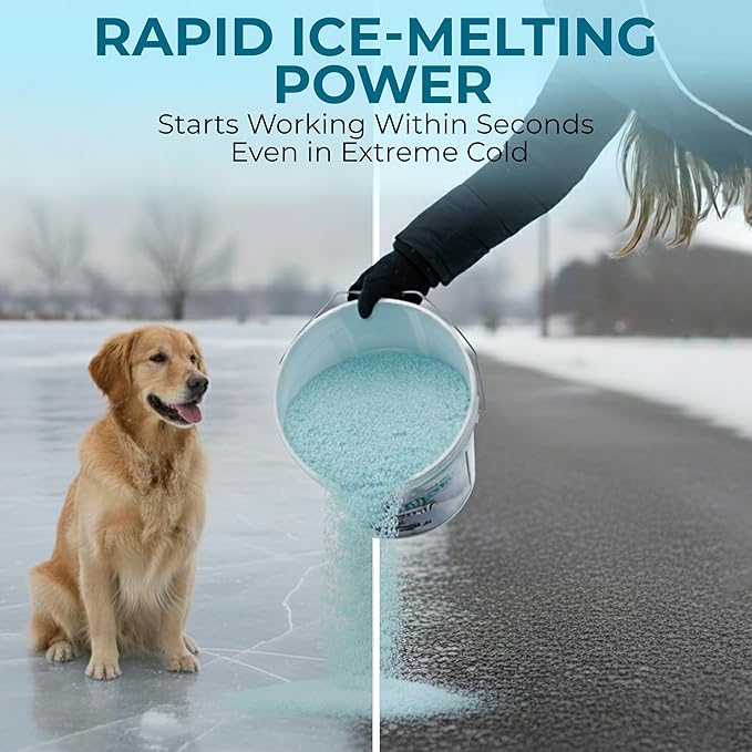 Ice Melt for Snow Pet Friendly - Fast Acting Magnesium Chloride Ice Melt Salt, Snow Salt 15lb Bucket with Scoop