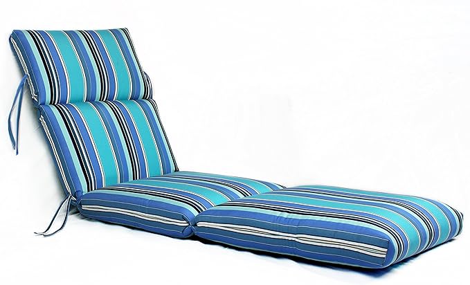 Comfort Classics 22W x 72L x 5H Hinge at 26" Sunbrella Outdoor CHANNELED Chaise Cushion in Dolce Oasis Inc. Made in USA.