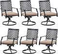 PHI VIALLA Patio Outdoor Swivel Dining Chairs Outdoor Furniture Chairs Set of 6 with Cushion Suports 300lbs for Lawn Garden Backyard Weather Resistant-Black Frame