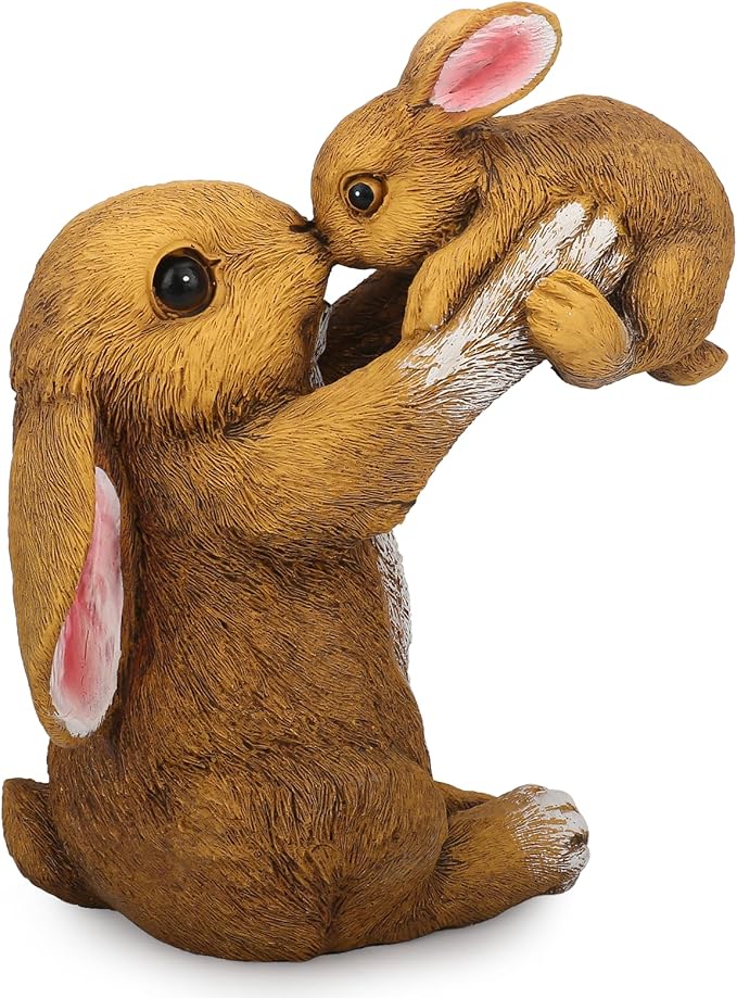 Bunny Decor for Garden, Family Rabbit Figurine Statue for Table Decorations, Adorable Outdoor & Indoor Rabbits Decoration, Gifts for Mom and Women