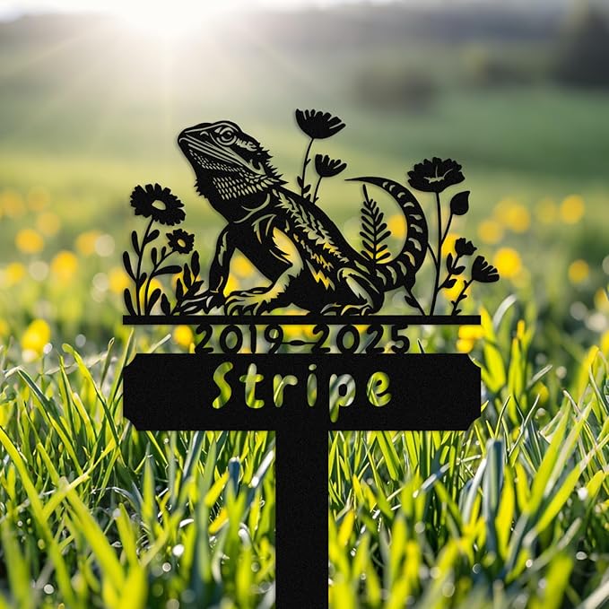 Custom Lizard Grave Marker,Personalized Pet Gecko Memorial Garden Stake,Pet Memorial Gift,Remembrance Stake,Loss of Lizard Gecko Iguana,Sympathy Sign Lizard 12inch