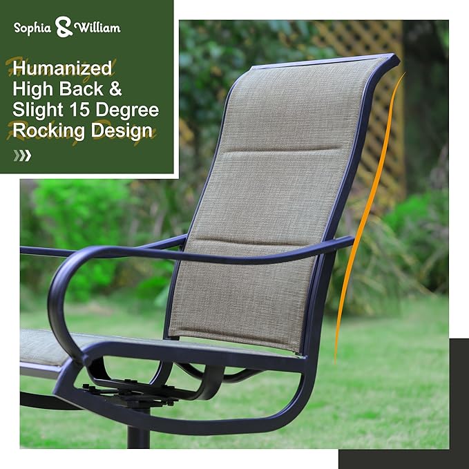 Sophia & William Patio Dining Chairs Patio Swivel Chairs 4 Pieces Quick Dry Textilene Patio Chairs Outdoor Furniture Support 300lbs for Lawn Garden Backyard Weather Resistant