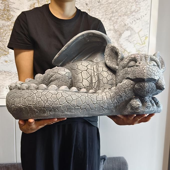 Large Sleeping Dragon Garden Outdoor 22" L Statue Mythical Decor for Lawn Yard Patio Pond Porch Deck Baby Sleeping Dragon Ornament Birthday Presents for Friends Family
