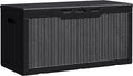 105 Gallon Deck Box Outdoor Indoor Waterproof Storage Box for Patio Furniture, Pool Accessories, Garden Tools, and Cushion Storage, Black