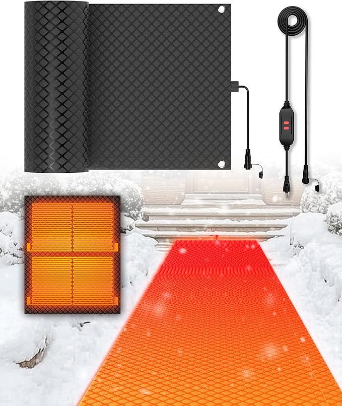 Heated Snow Melting Mat Outdoor, 24" x 118" Connectable Graphene 2.0 Heated Outdoor Mats, Melts 4in/hr for Walkway, Driveways, Patios and Decks, Snow and Ice Remove