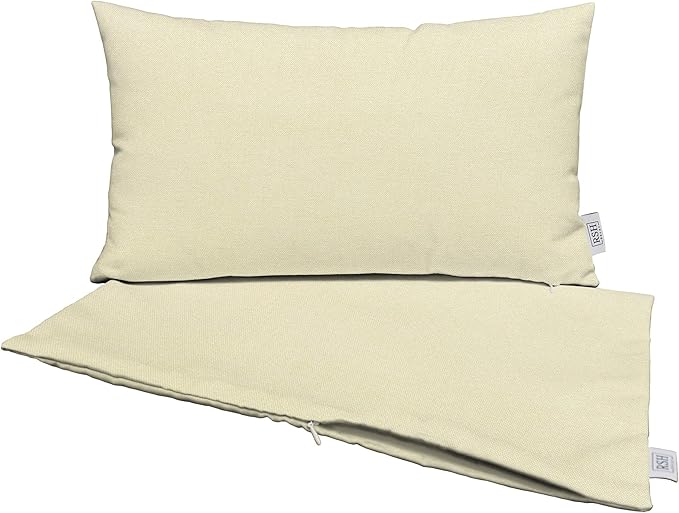 RSH DECOR: Sunbrella Pillow Covers Set of 2 | Covers Only - 20" x 12" | Outdoor Lumbar Pillow Covers Crafted with Sunbrella Performance Fabric | Canvas Canvas